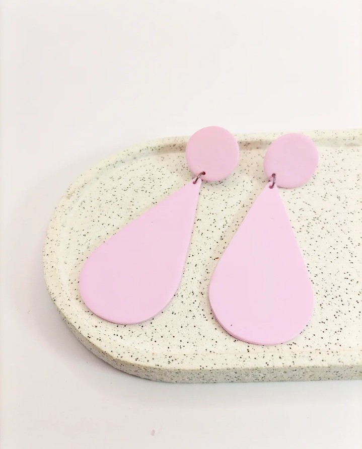 Pink Candy Drops Σκουλαρίκια από πολυμερικό πηλό.
